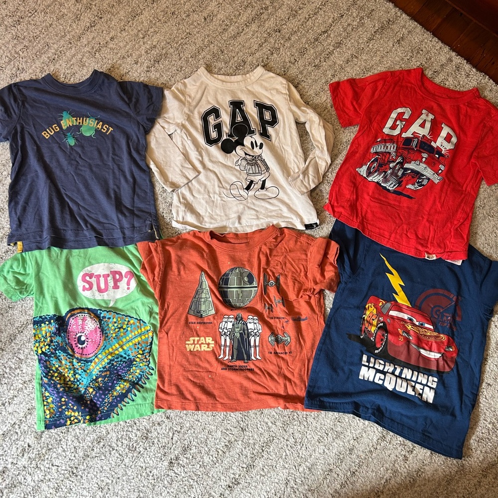 Mixed Brands Boys tees size 5. GAP, DISNEY